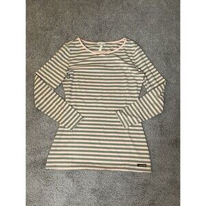 Matilda Jane Women Sz M Shirt Blouse Tunic Swing Top Pink Green Stripe